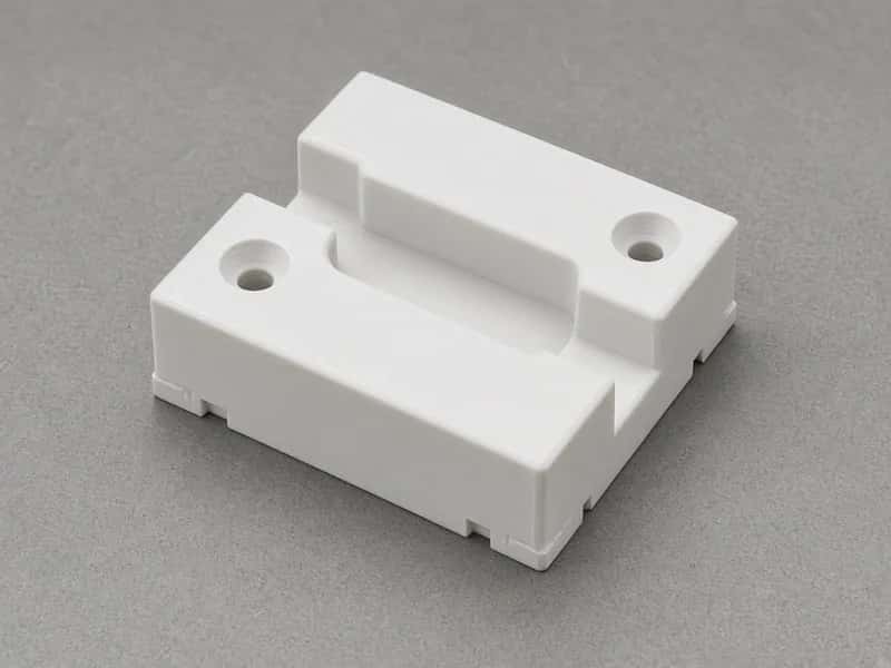 Machined POM guide slider with U-channel and countersunk mounting holes