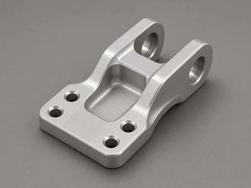 Aluminum automation clevis with flange holes, parallel ears, and coaxial pin bore