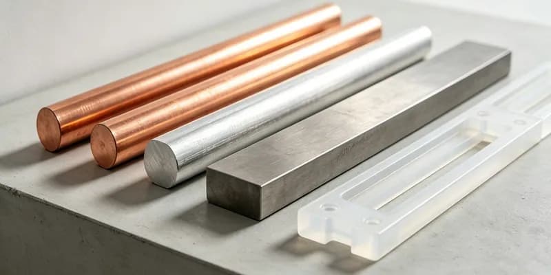 Copper, stainless steel, and engineering plastic stock for CNC machining